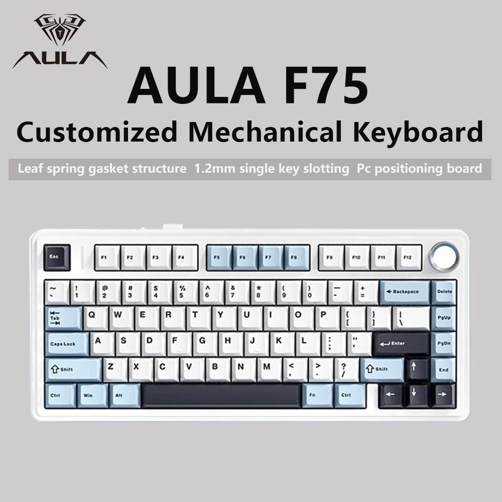 Keyboard Gaming Blue Switch - AULA F75 2.4G Draadloos/Bluetooth/Bedraad Gaming Mechanisch
